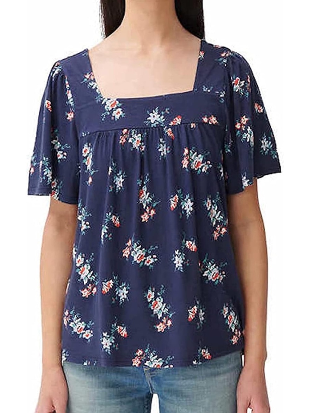 NWT Lucky Brand Square Neck Floral Top size M